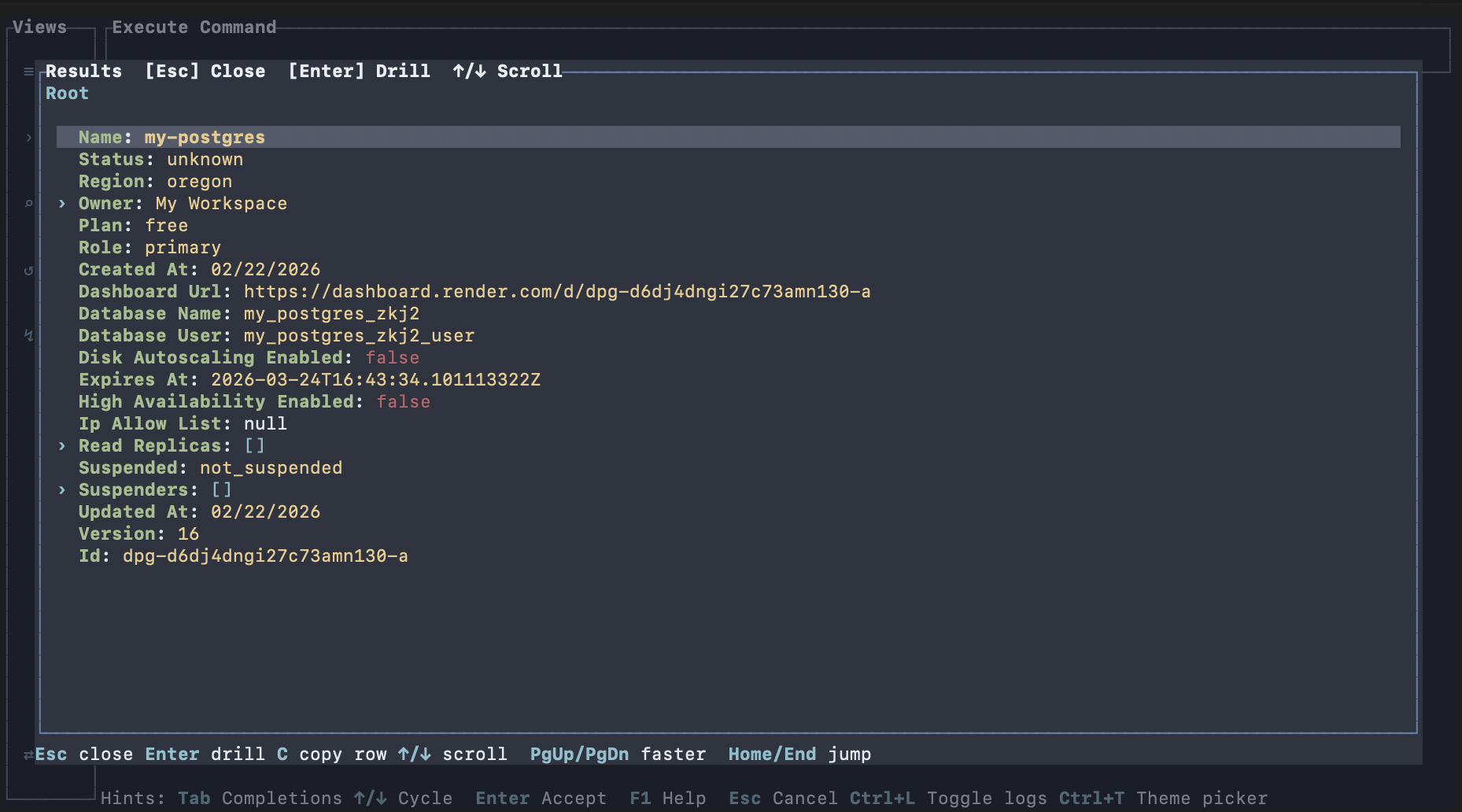 Oatty terminal interface displaying an API command result